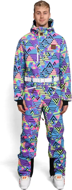 OOSC Future Shock Ski Suit Men | Stylish Retro Pattern | Waterproof, Breathable, Insulated | Recycled Polyester