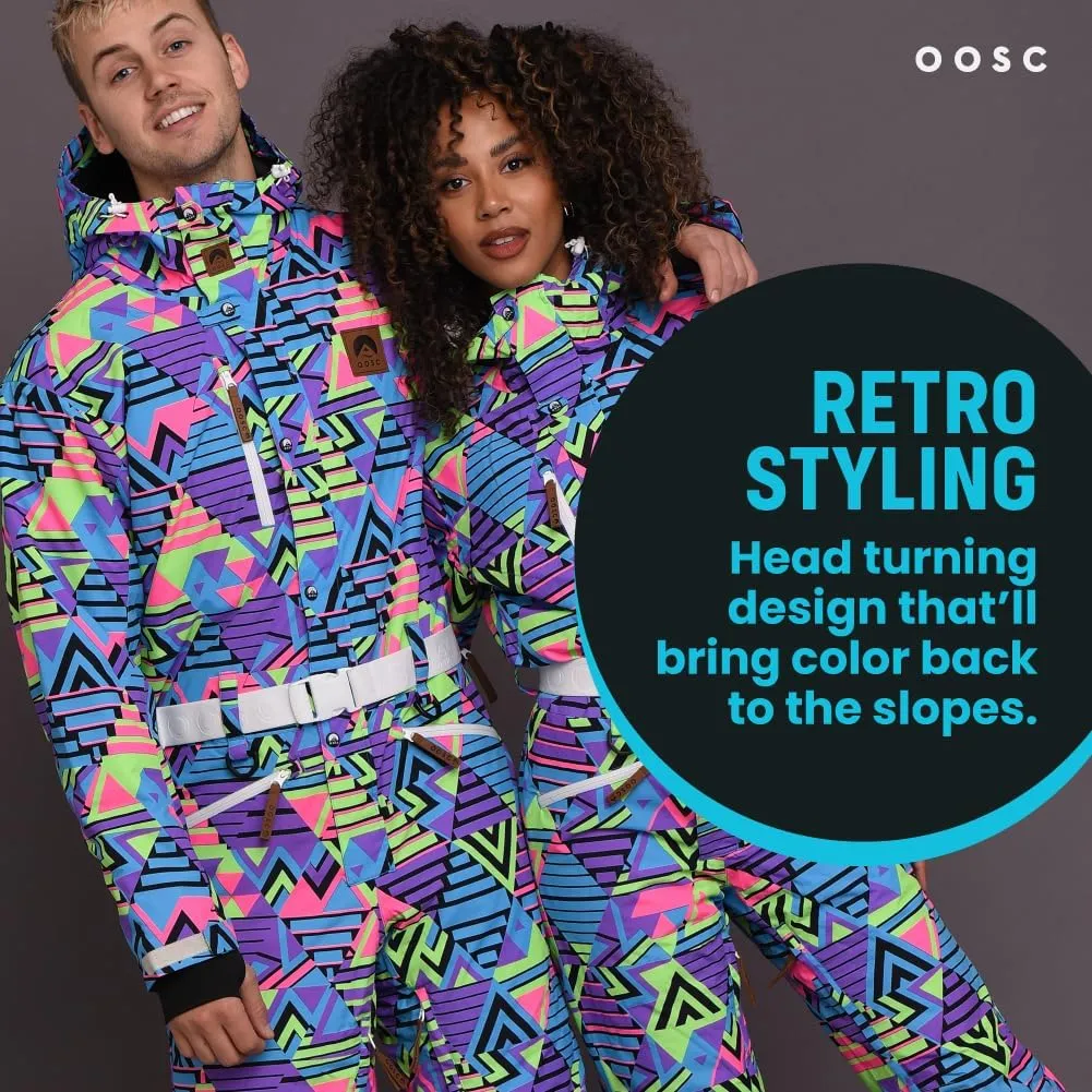 OOSC Future Shock Ski Suit Men | Stylish Retro Pattern | Waterproof, Breathable, Insulated | Recycled Polyester