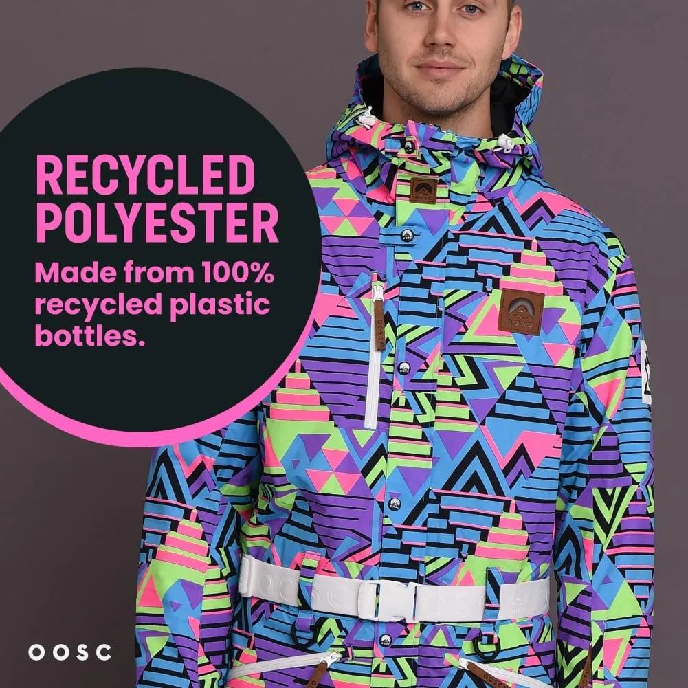 OOSC Future Shock Ski Suit Men | Stylish Retro Pattern | Waterproof, Breathable, Insulated | Recycled Polyester