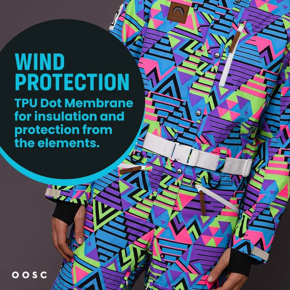 OOSC Future Shock Ski Suit Men | Stylish Retro Pattern | Waterproof, Breathable, Insulated | Recycled Polyester
