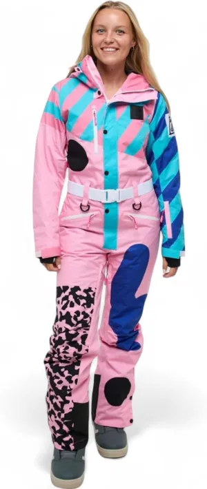 OOSC Penfold in Pink Womens Ski Suit | Stylish Retro | Waterproof, Breathable & Insulated Synthetic | Recycled Polyester