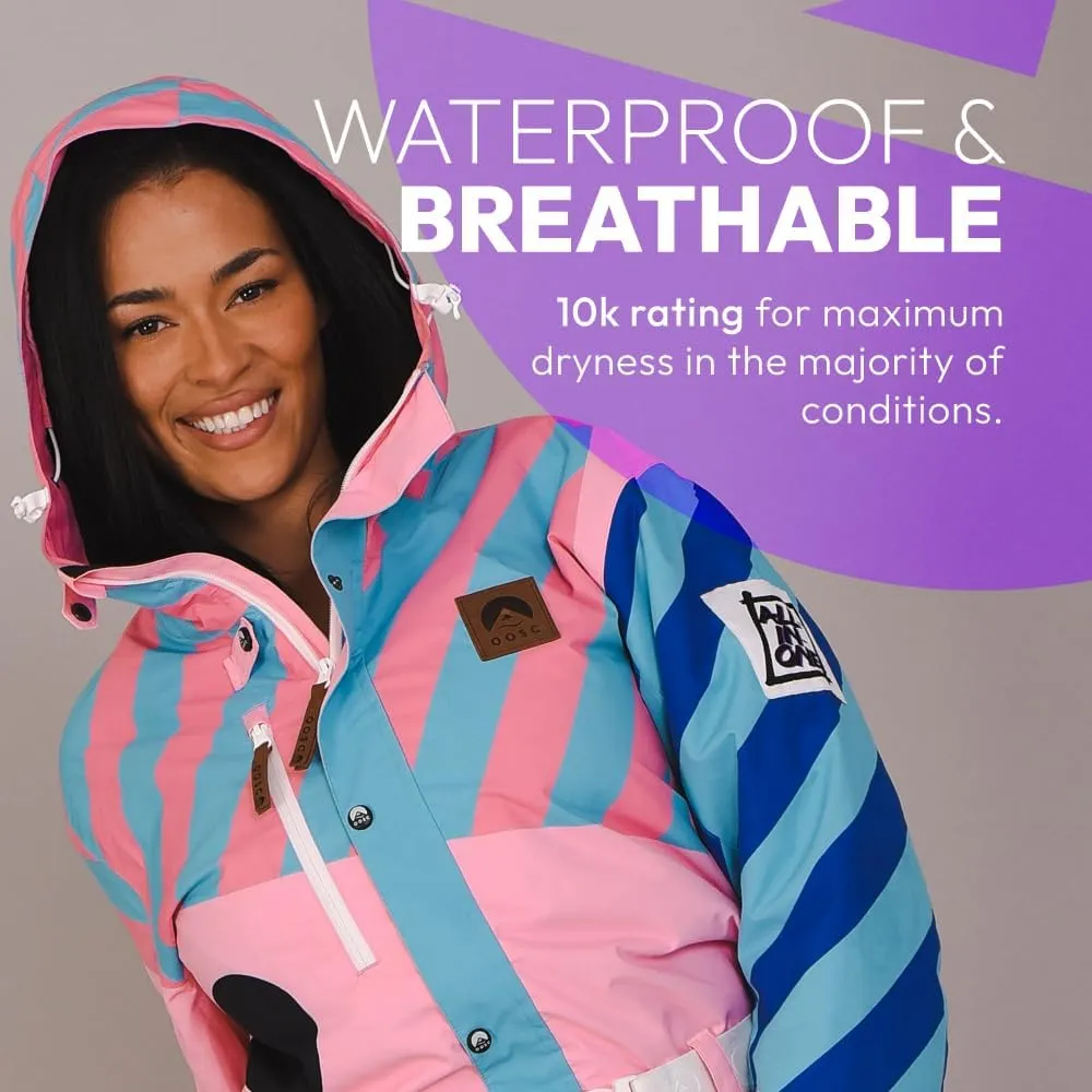 OOSC Penfold in Pink Womens Ski Suit | Stylish Retro | Waterproof, Breathable & Insulated Synthetic | Recycled Polyester