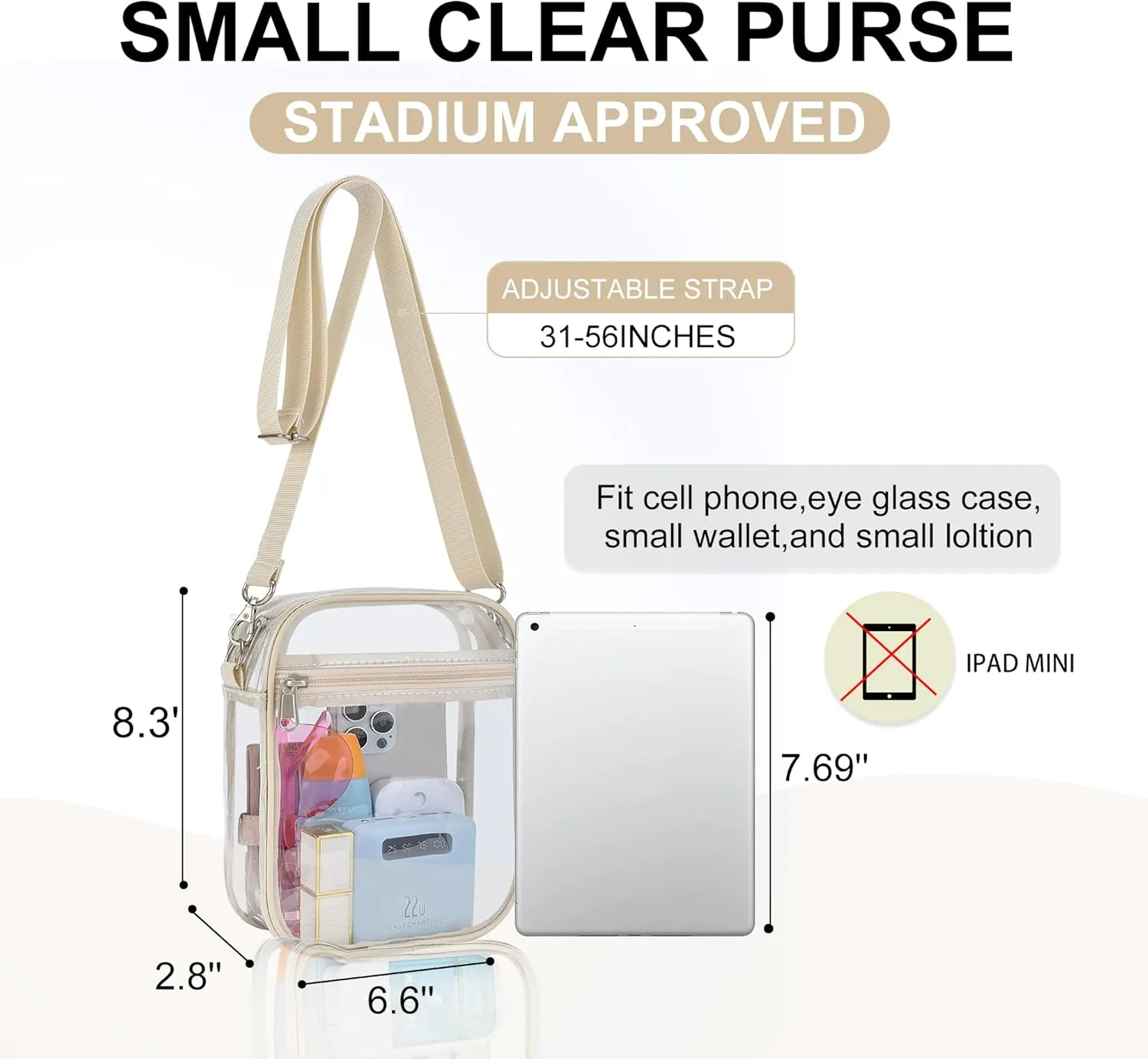 OrabenClear Messenger Bag Clear Bag Stadium Approved, Clear Purse Clear Crossbody Bag for Work, Workout, Sports