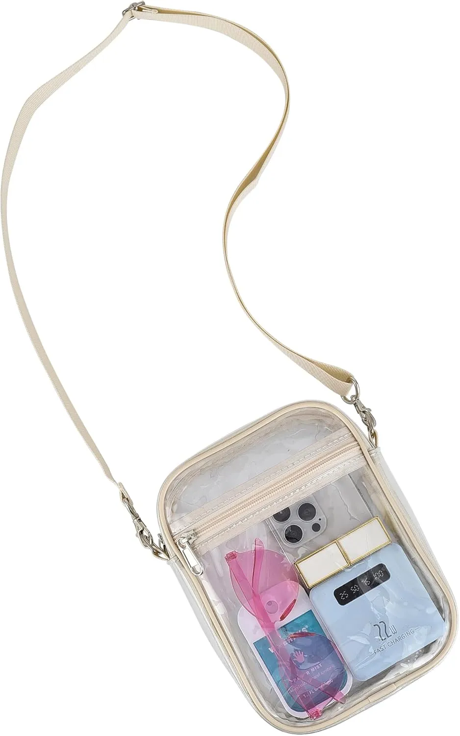 OrabenClear Messenger Bag Clear Bag Stadium Approved, Clear Purse Clear Crossbody Bag for Work, Workout, Sports