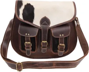 Orbit Art Gallery Vintage Cowhide Leather Crossbody Purse Handbag for Women Purse Tote Ladies Bag Satchel Travel Tote Shoulder Bag 13 Inch