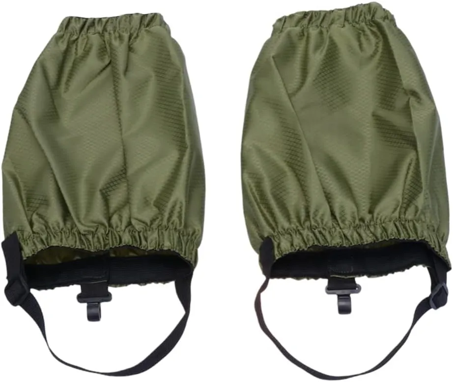 Outdoor Adjustable Lightweight Ankle Gaiters for Hiking Skiing and Climbing Army Green Gaiters Protect Against Snow Mud and Debris