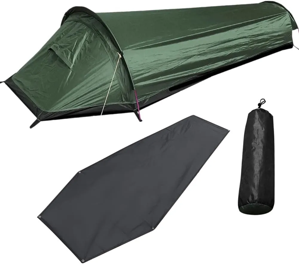 Outdoor Camping Tent Easy Set Tent Water-Resistant Tent Sleeping Bag Tent Lightweight Tent Single Person Backpacking Tent Hiking Bivy Tent Lightweight Sleeping Bag Tent with Ground Cloth