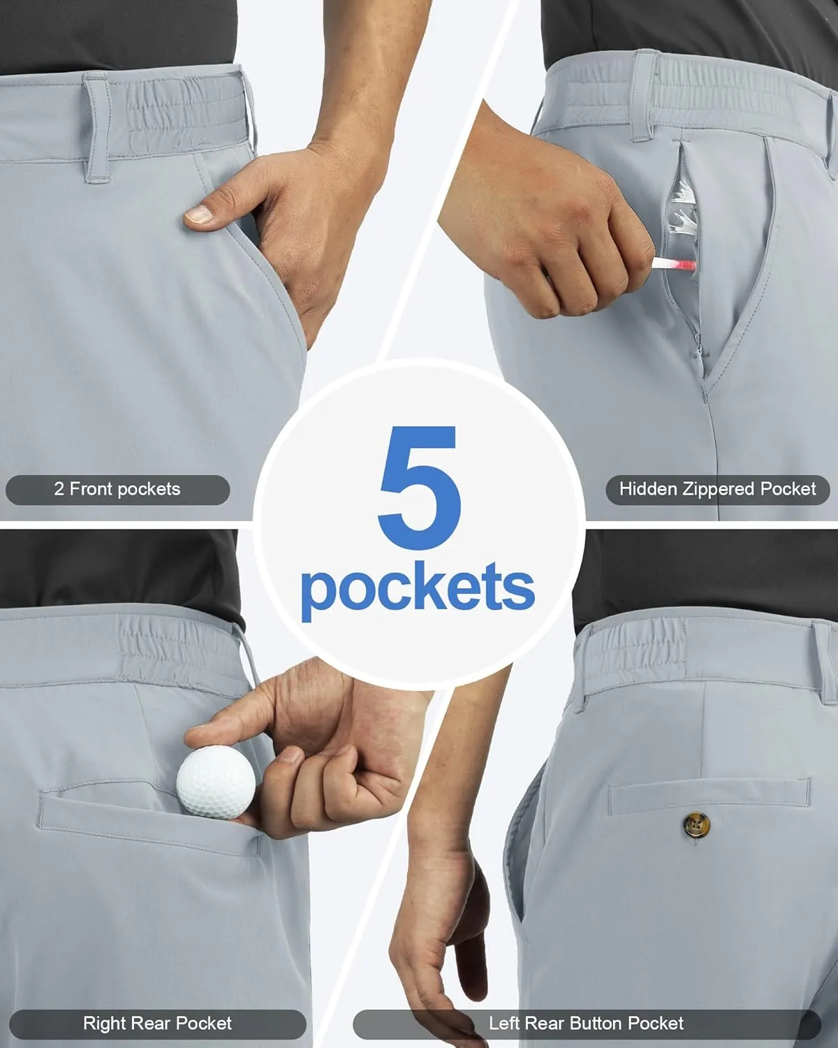 Outdoor Ventures Men's Golf Shorts 11" Inseam Classic-Fit Flat Front Stretch Casual Shorts with Pockets Summer Hiking Travel
