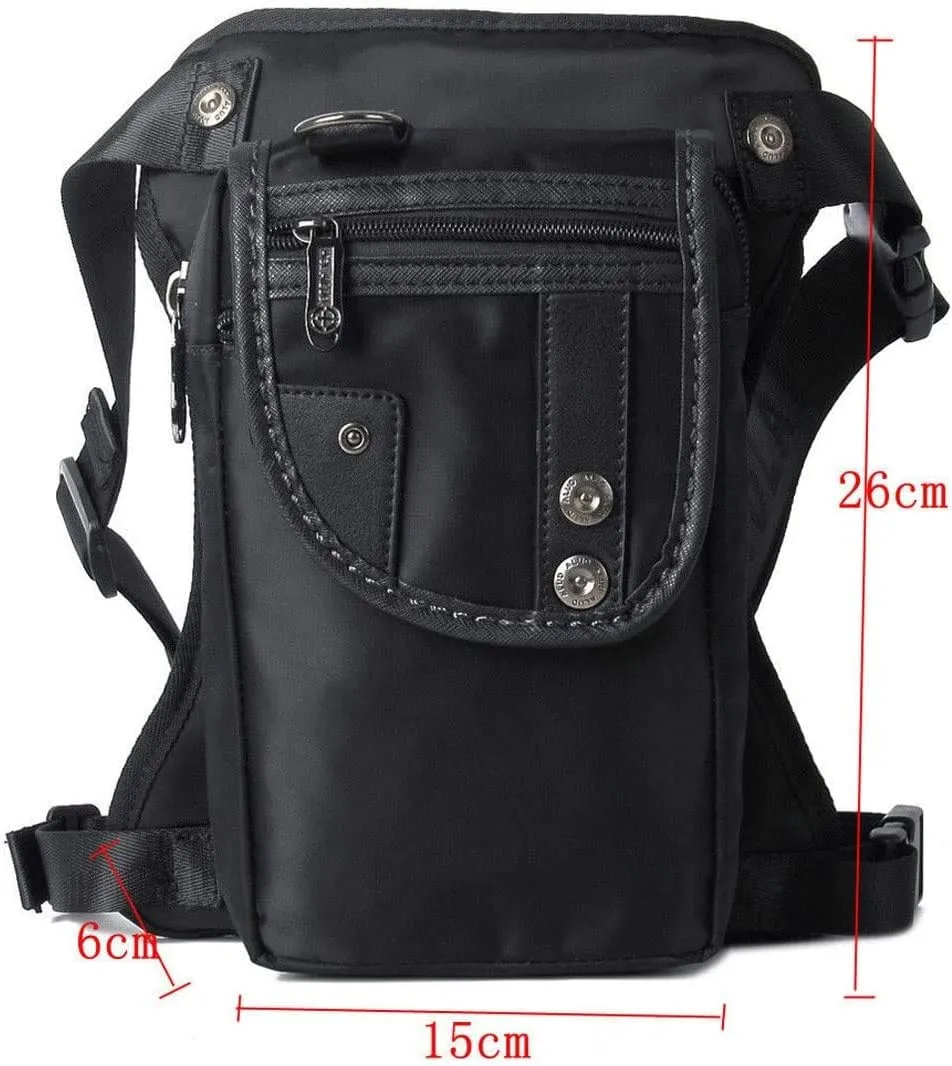 Oxford Hiking Waist Pack Motorcycle Drop Leg Bag for Men Women Bike Riding Thigh Fanny Pouch Outdoor Travel Fishing Camping Casual Daypack 4-Black
