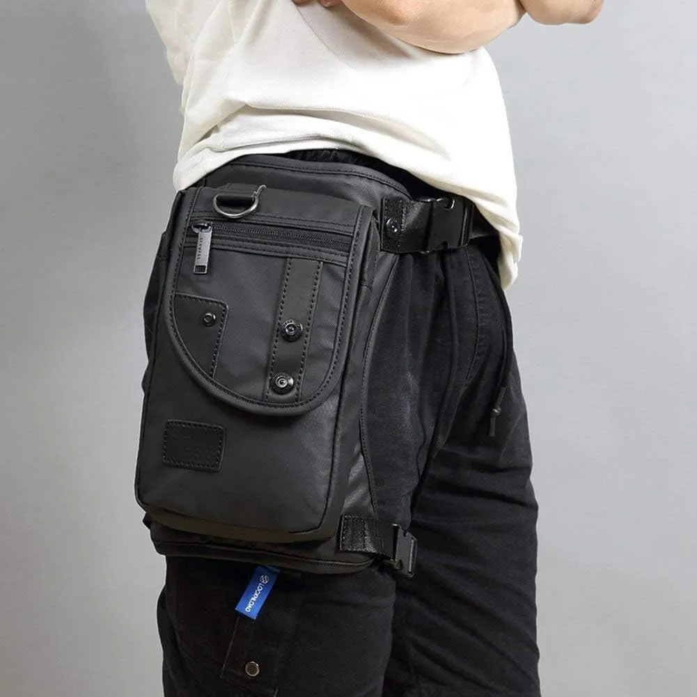 Oxford Hiking Waist Pack Motorcycle Drop Leg Bag for Men Women Bike Riding Thigh Fanny Pouch Outdoor Travel Fishing Camping Casual Daypack 4-Black