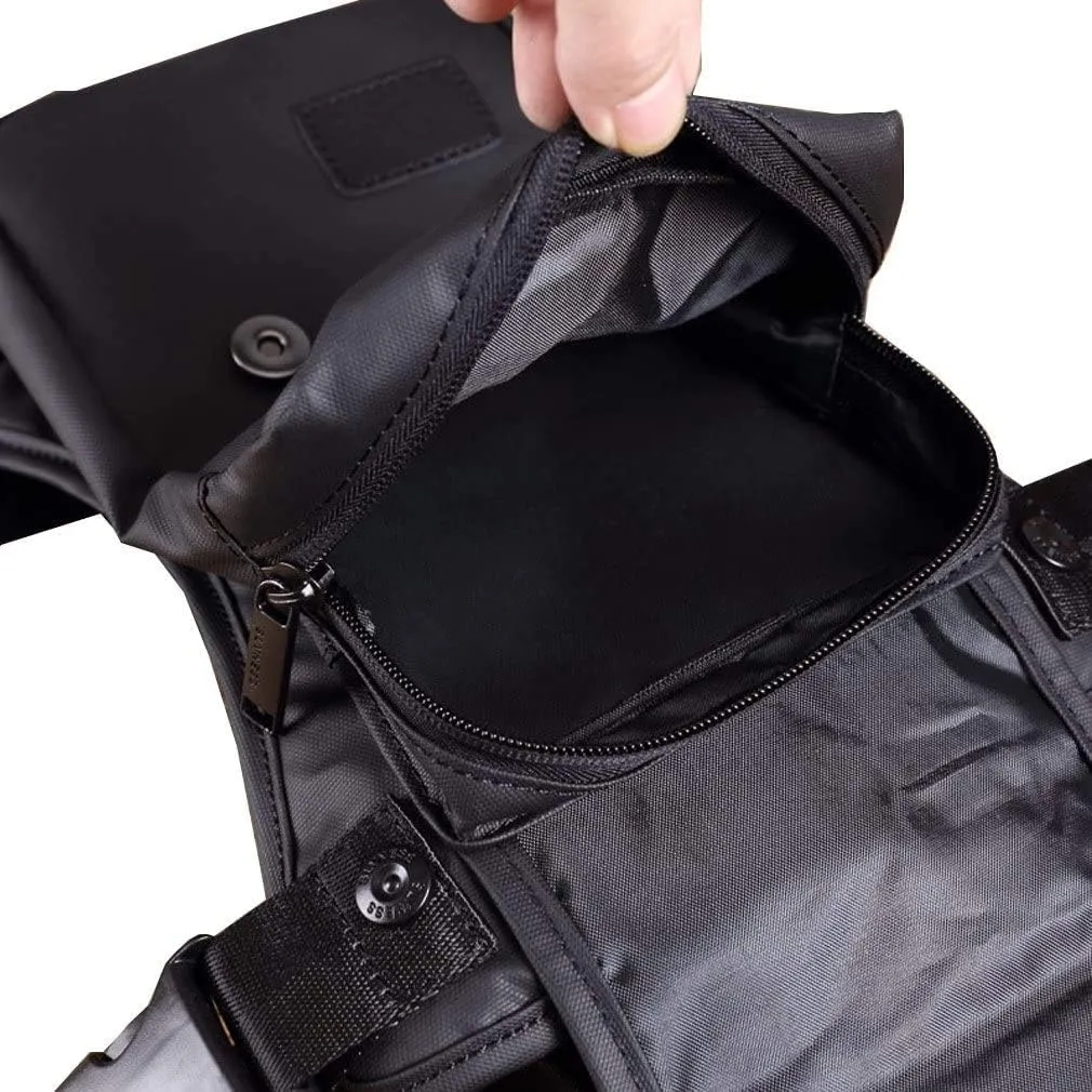 Oxford Hiking Waist Pack Motorcycle Drop Leg Bag for Men Women Bike Riding Thigh Fanny Pouch Outdoor Travel Fishing Camping Casual Daypack 4-Black