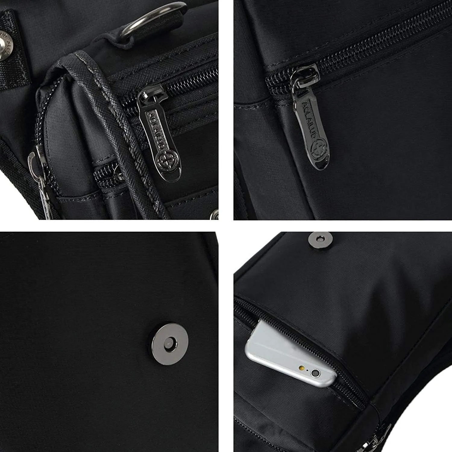 Oxford Hiking Waist Pack Motorcycle Drop Leg Bag for Men Women Bike Riding Thigh Fanny Pouch Outdoor Travel Fishing Camping Casual Daypack 4-Black