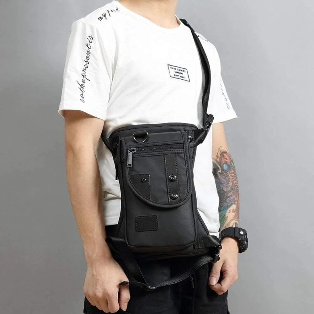 Oxford Hiking Waist Pack Motorcycle Drop Leg Bag for Men Women Bike Riding Thigh Fanny Pouch Outdoor Travel Fishing Camping Casual Daypack 4-Black