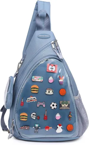 Oxford Ita Bag Kawaii Pin Display Chest Pack Single Shoulder Bag Sport Backpack Hiking Daypack