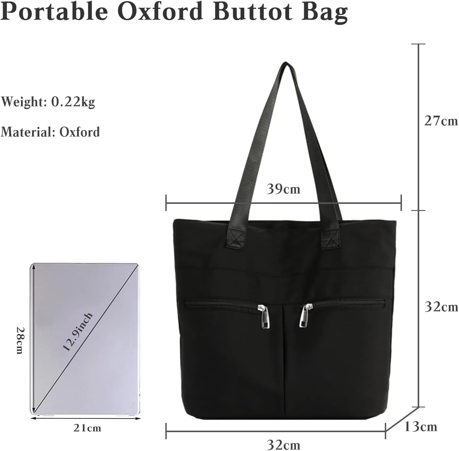 Oxford Tote Bag for Women Waterproof Handbag Large Capacity Shoulder Bag Multi-Pocket Top Handle Bag Casual Hobo Bag