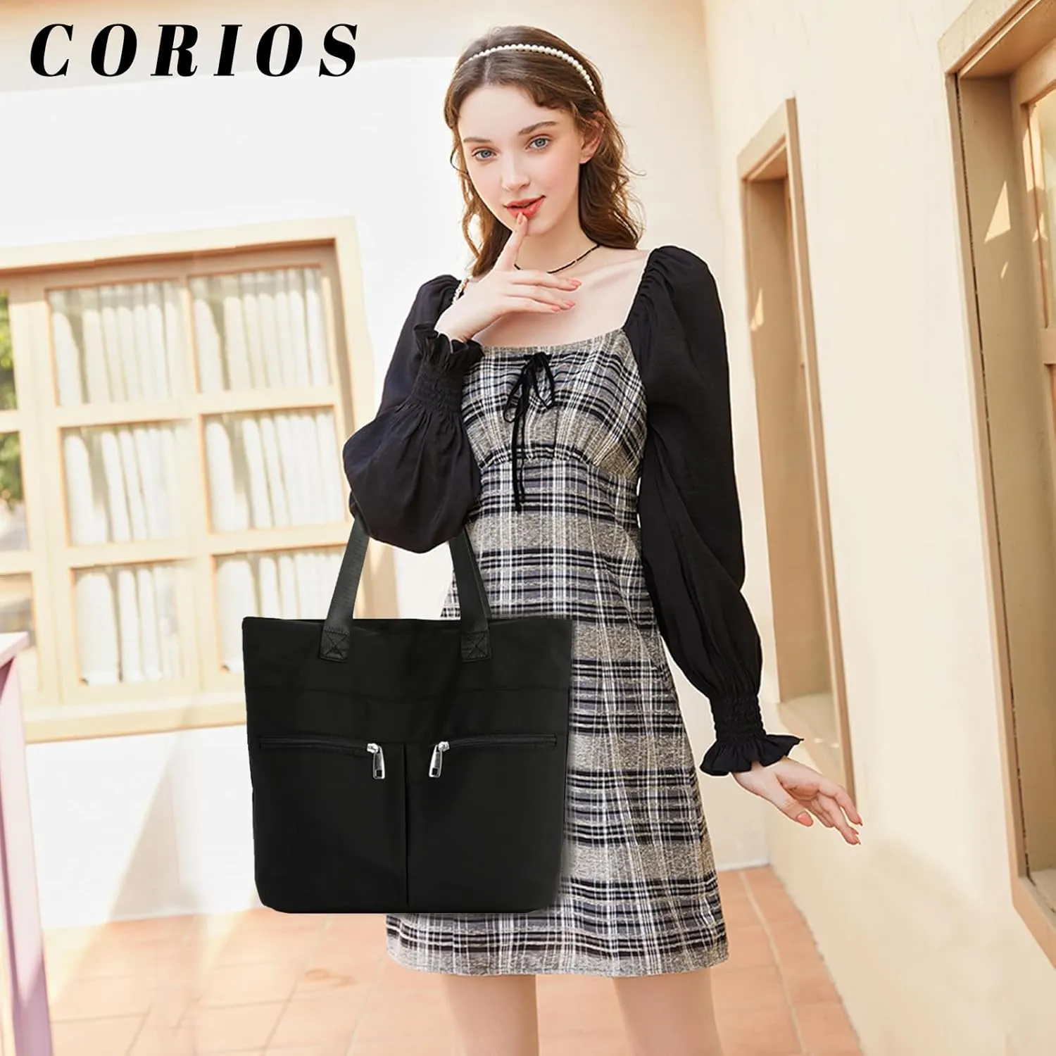 Oxford Tote Bag for Women Waterproof Handbag Large Capacity Shoulder Bag Multi-Pocket Top Handle Bag Casual Hobo Bag