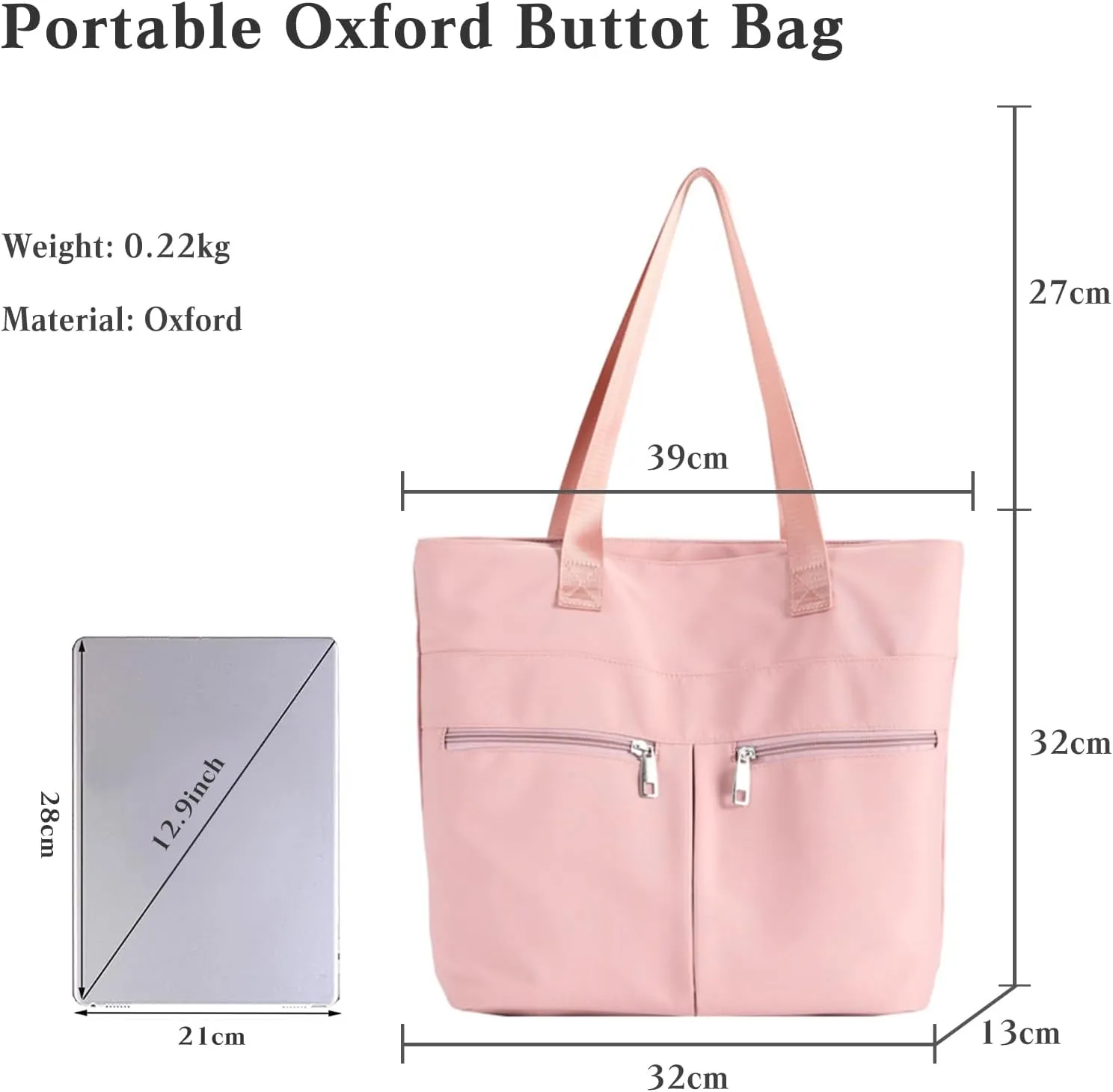 Oxford Tote Bag for Women Waterproof Handbag Large Capacity Shoulder Bag Multi-Pocket Top Handle Bag Casual Hobo Bag