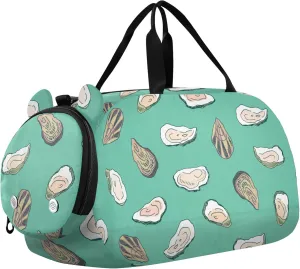 Oysters Sea Food Sports Duffle Bag for Girls Boys, Gym Bag with Shoe Compartment, Kids Travel Overnight Weekender Shoulder Bag