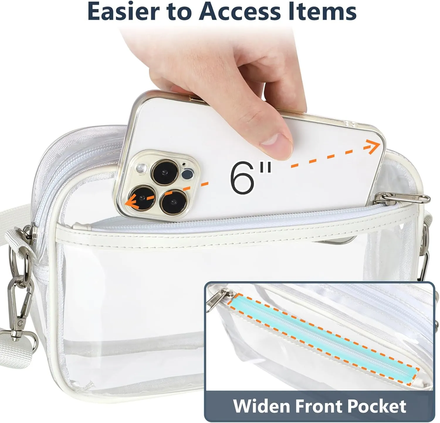 PACKISM Clear Bag for Stadium Events - Clear Purses for Women Stadium Crossbody Concert Bag for Game Day， Sports, Festival