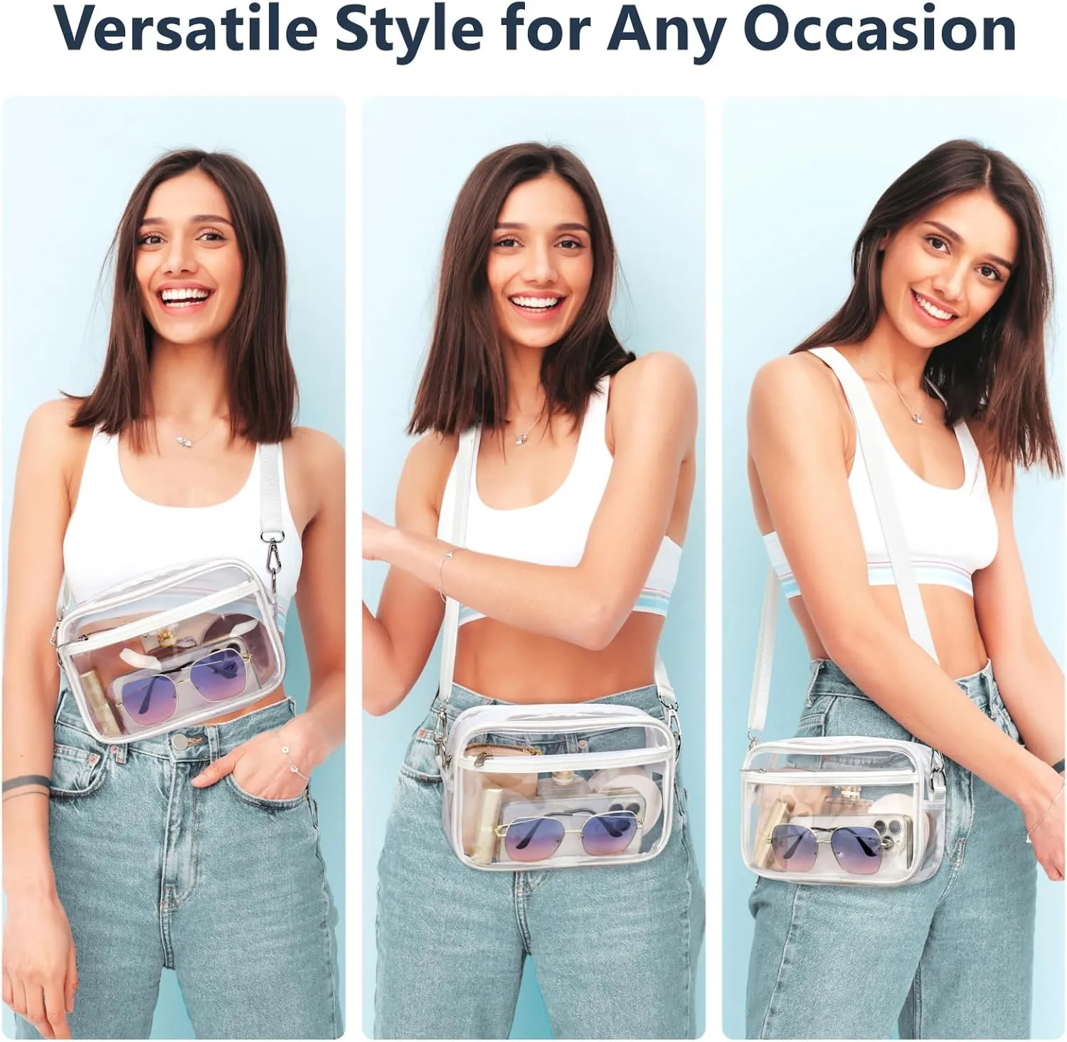 PACKISM Clear Bag for Stadium Events - Clear Purses for Women Stadium Crossbody Concert Bag for Game Day， Sports, Festival