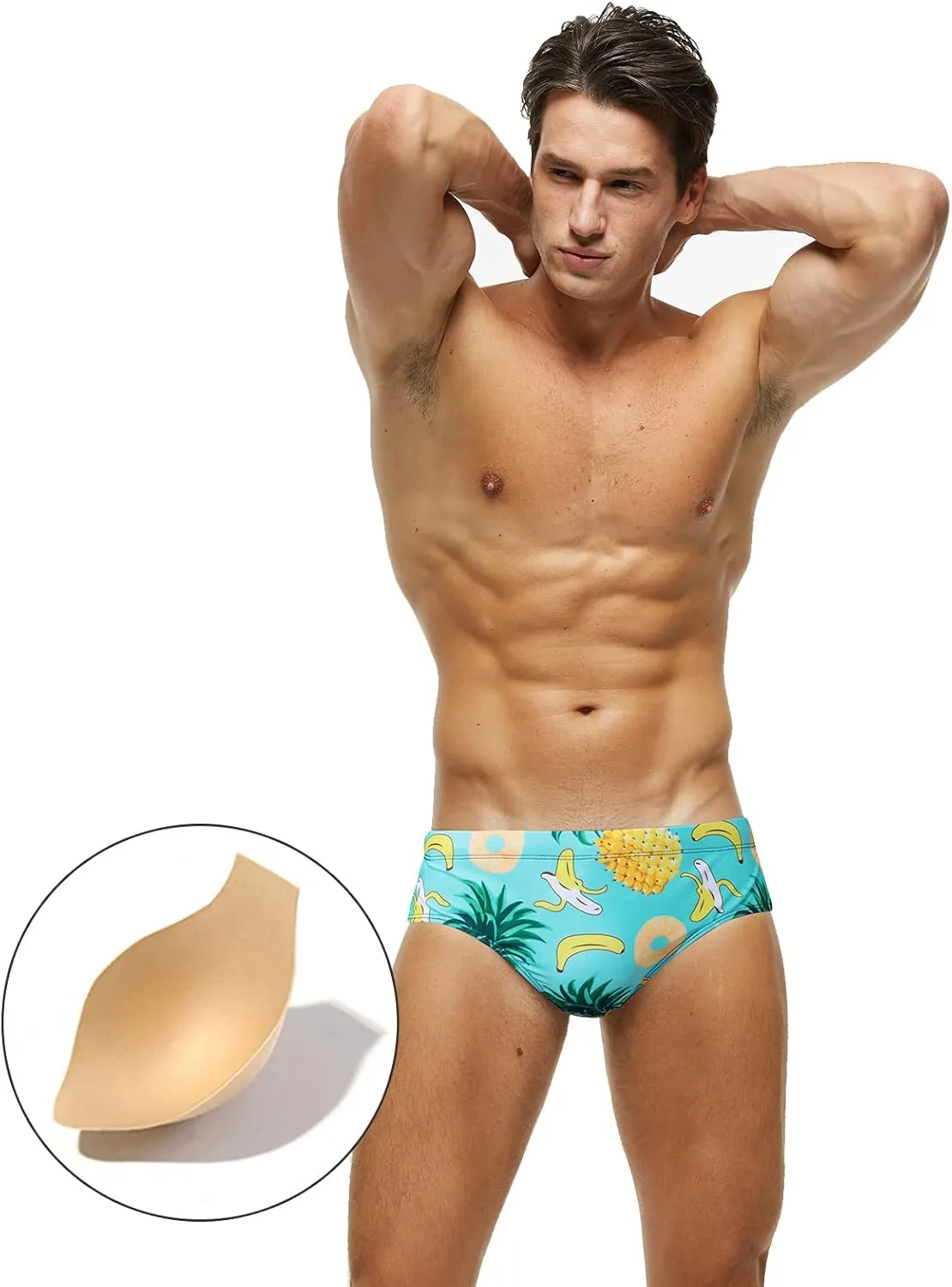Panegy Mens Quick Dry Swimsuit Bikini Briefs Drawstring Low Rise Swim Bottoms with Removable Pad M-3XL