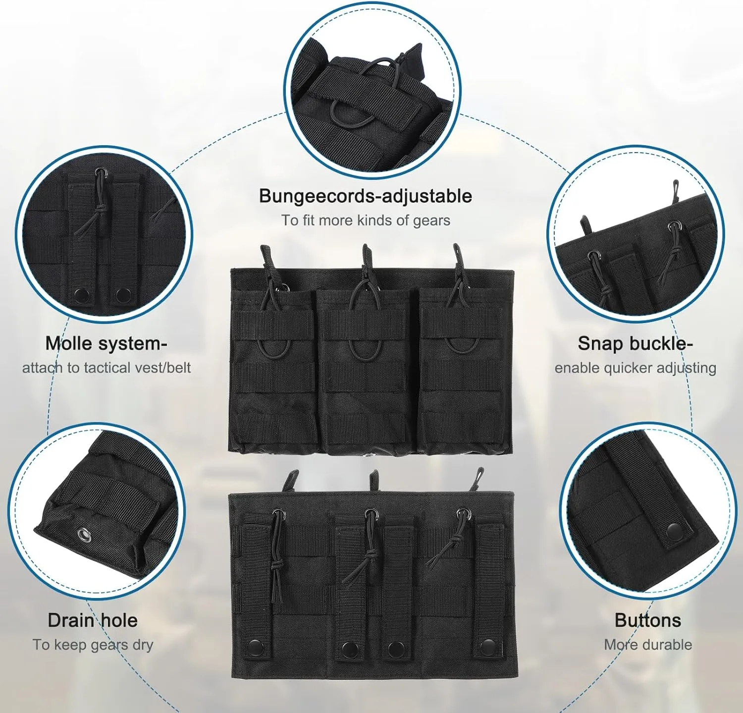 PATIKIL Outdoor Multipurpose Open Top Triple Pouch