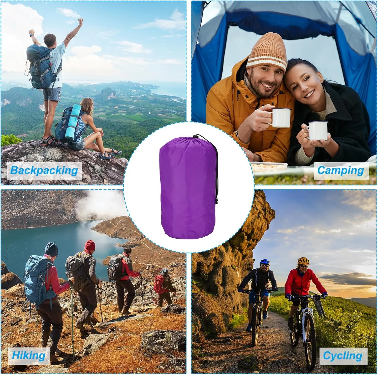PATIKIL Stuff Sack, Waterproof Outdoor Storage Sack Portable Drawstring Dust Flap Bag for Camping Hiking