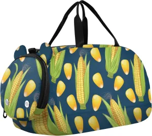 Pattern Of Corn Sports Duffle Bag for Girls Boys, Gym Bag with Shoe Compartment, Kids Travel Overnight Weekender Shoulder Bag