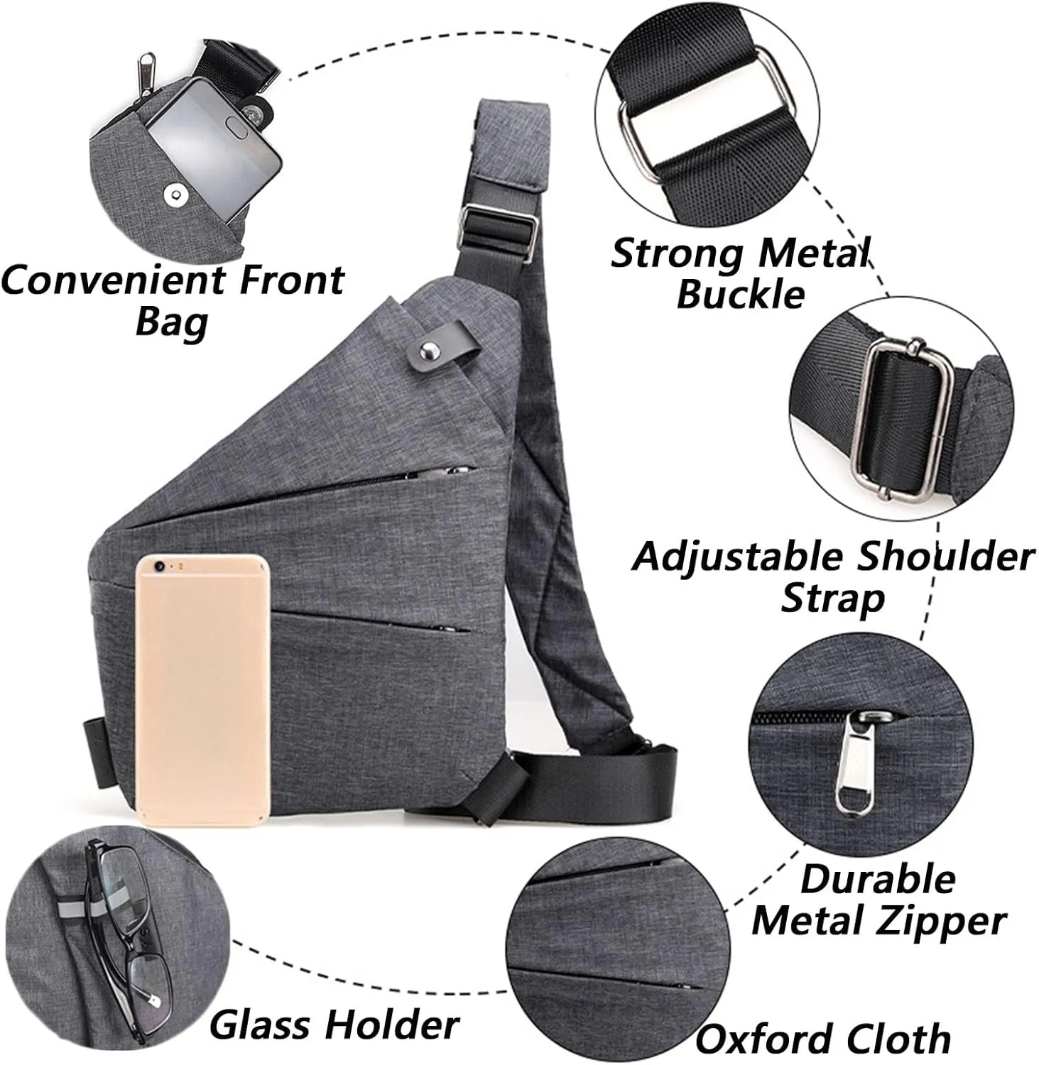 Peak Carry Anti Theft Travel Bag for Women Men, the slim carry crossbody bag Personal Flex Travel Multi Pocket Sling Bag
