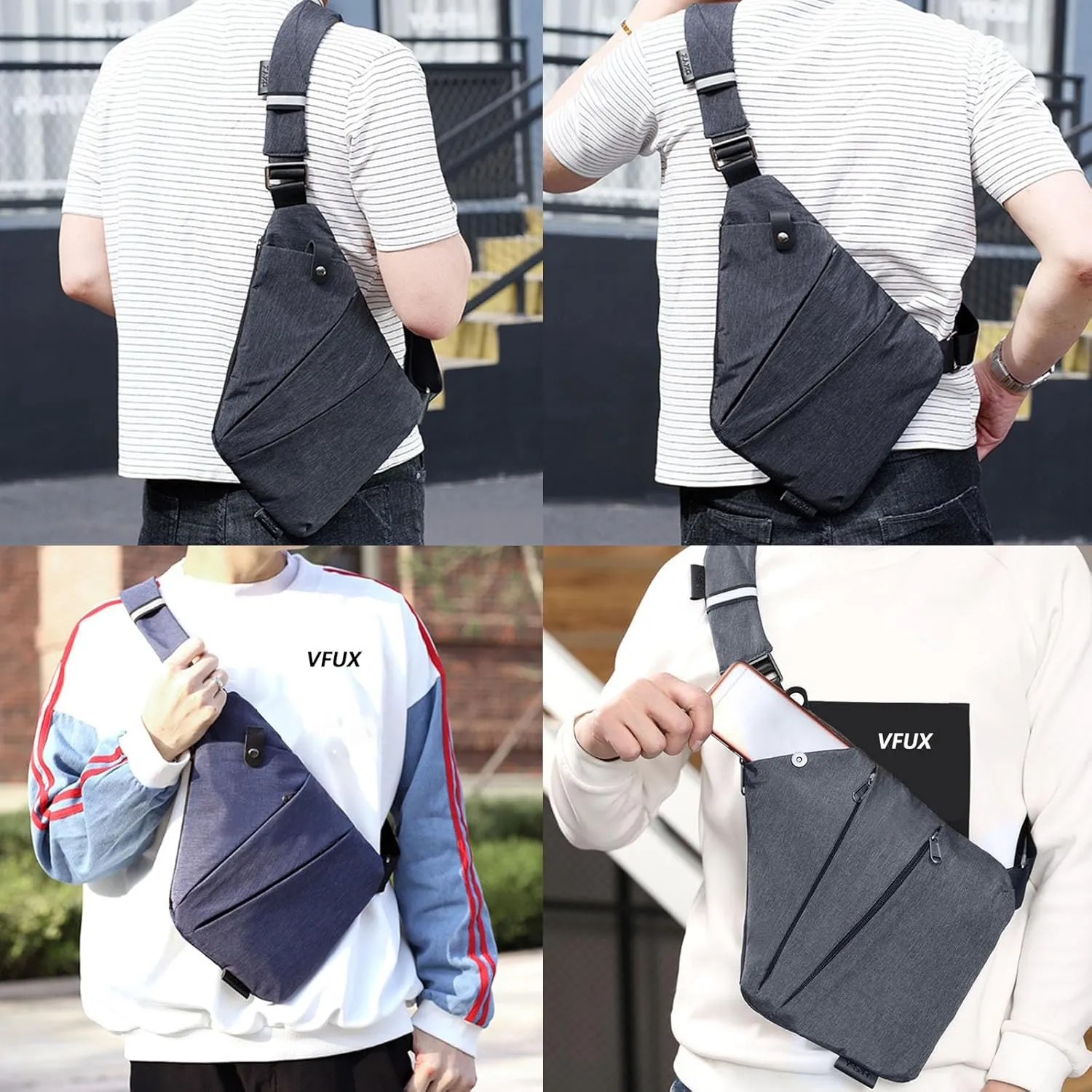 Peak Carry Anti Theft Travel Bag for Women Men, the slim carry crossbody bag Personal Flex Travel Multi Pocket Sling Bag