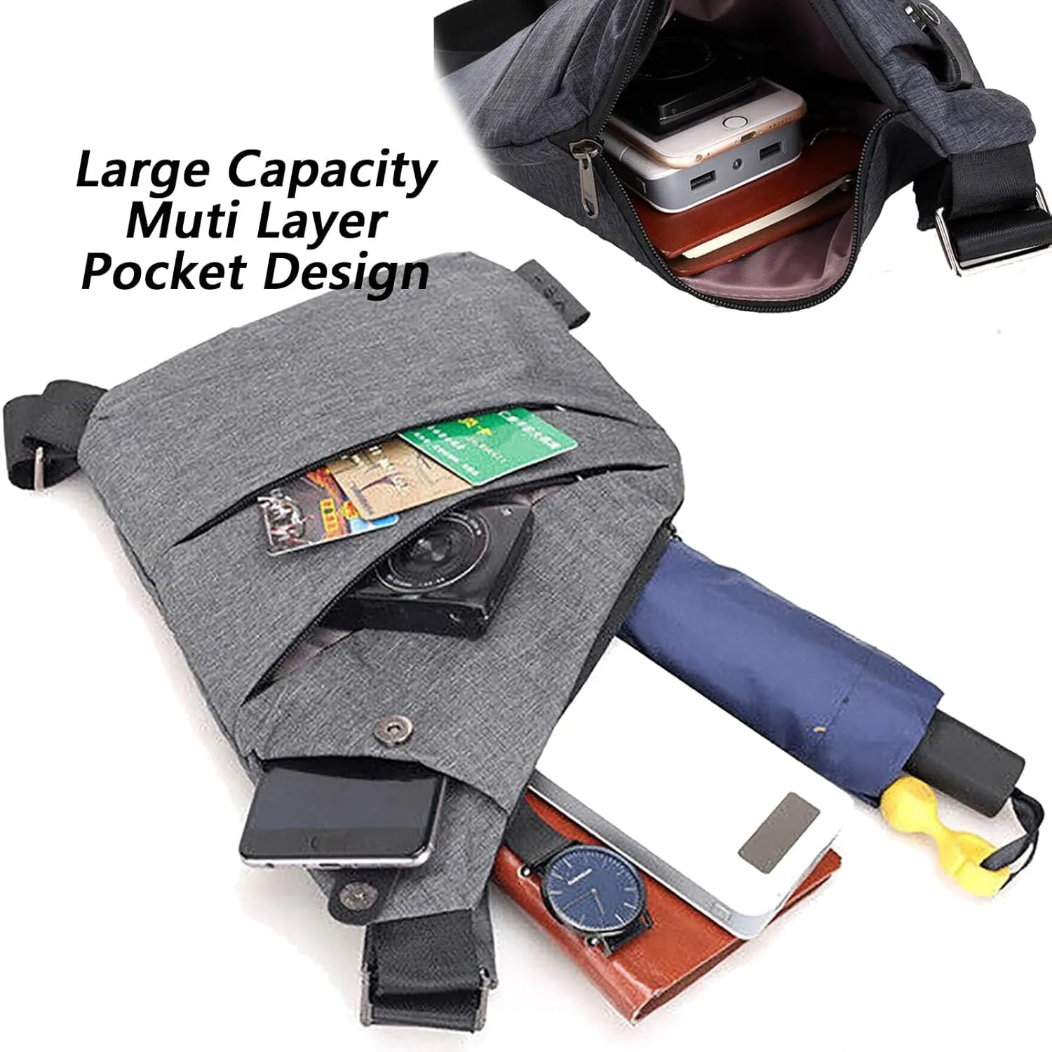 Peak Carry Anti Theft Travel Bag for Women Men, the slim carry crossbody bag Personal Flex Travel Multi Pocket Sling Bag