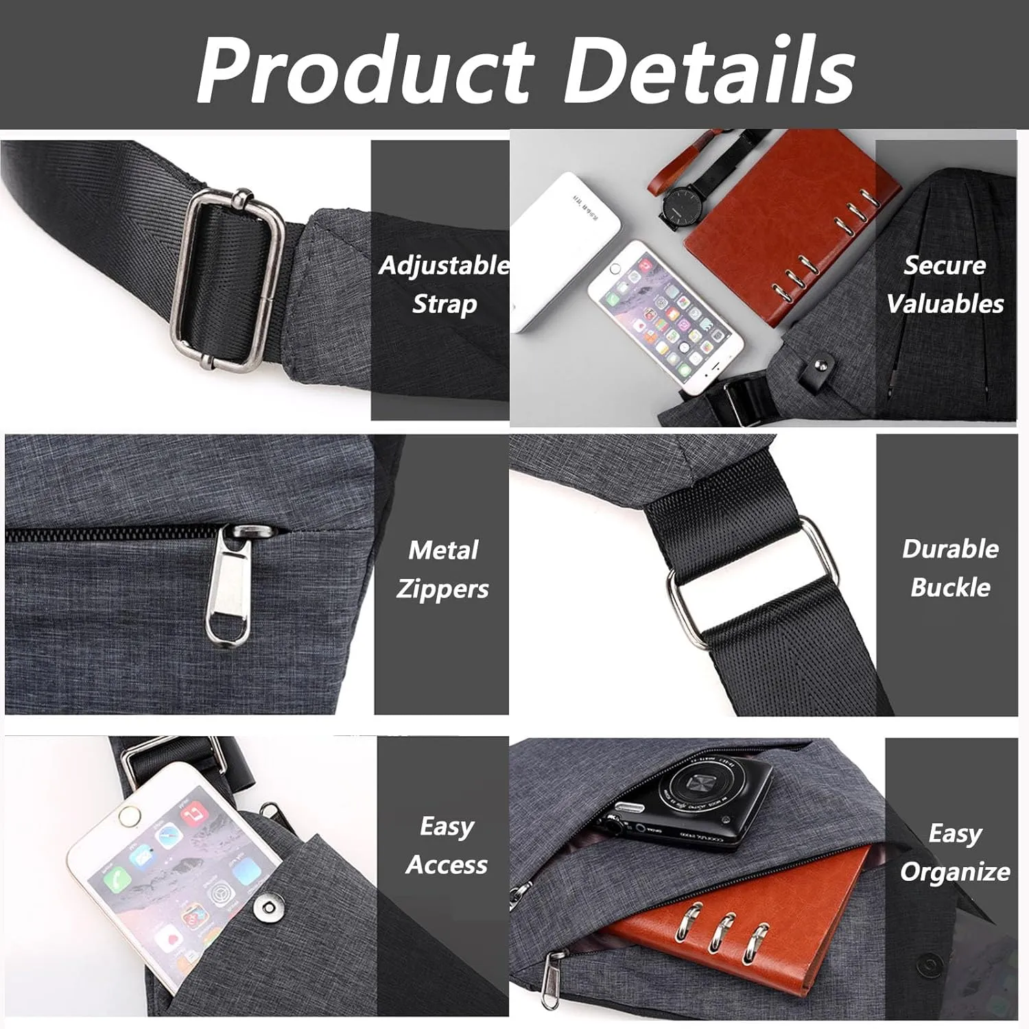 Peak Carry Anti Theft Travel Bag for Women Men, the slim carry crossbody bag Personal Flex Travel Multi Pocket Sling Bag
