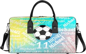 Personalized Gym Bag Sports Bag with Name, Custom Duffel Bag Travel Weekender Bags Carry on Bag, Blue Yellow Pinks