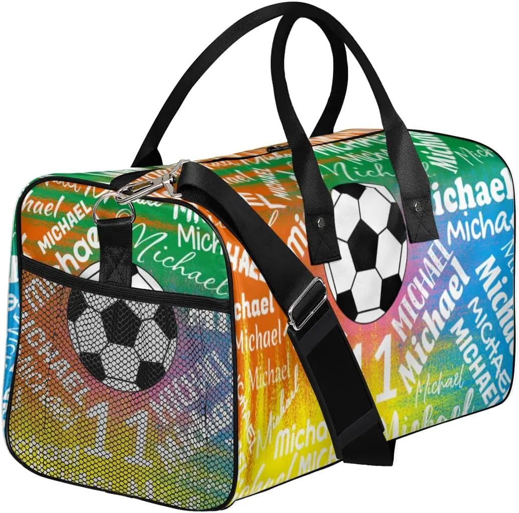 Personalized Gym Bag Sports Bag with Name, Custom Duffel Bag Travel Weekender Bags Carry on Bag, Colorful