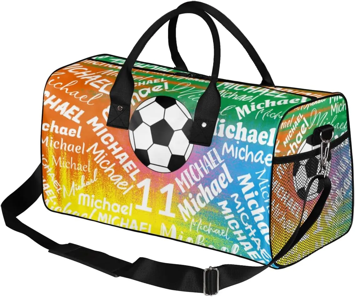 Personalized Gym Bag Sports Bag with Name, Custom Duffel Bag Travel Weekender Bags Carry on Bag, Colorful