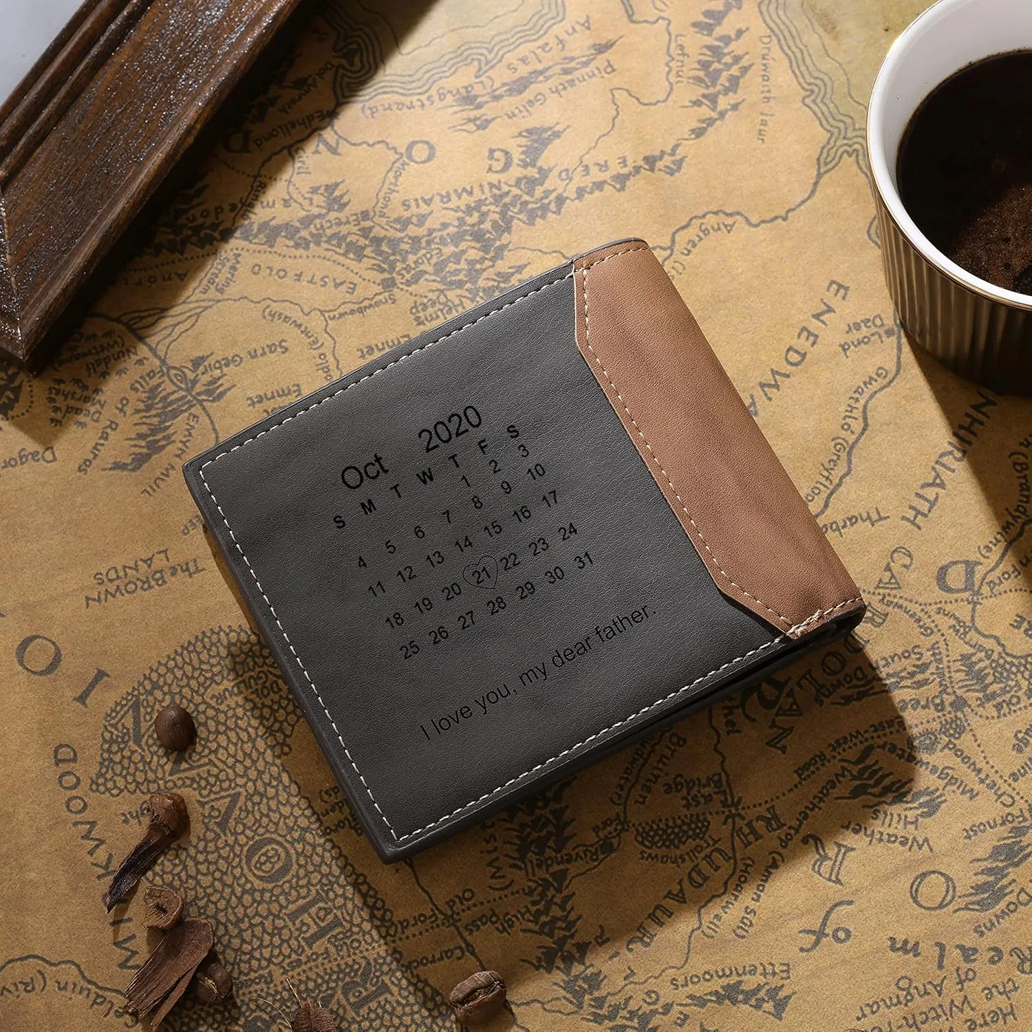 Personalized Men Wallets Custom Engraved Photo Wallet Gifts for Husband,Dad,Son,Boyfriend