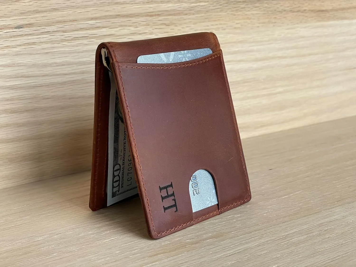 Personalized Minimalist Wallet For Men Custom Engraved Slim Wallet Customized Monogram Leather Wallet Gift For Father's Day Him Husband Boyfriend Dad Son Anniversary Graduation Birthday (BLACK)