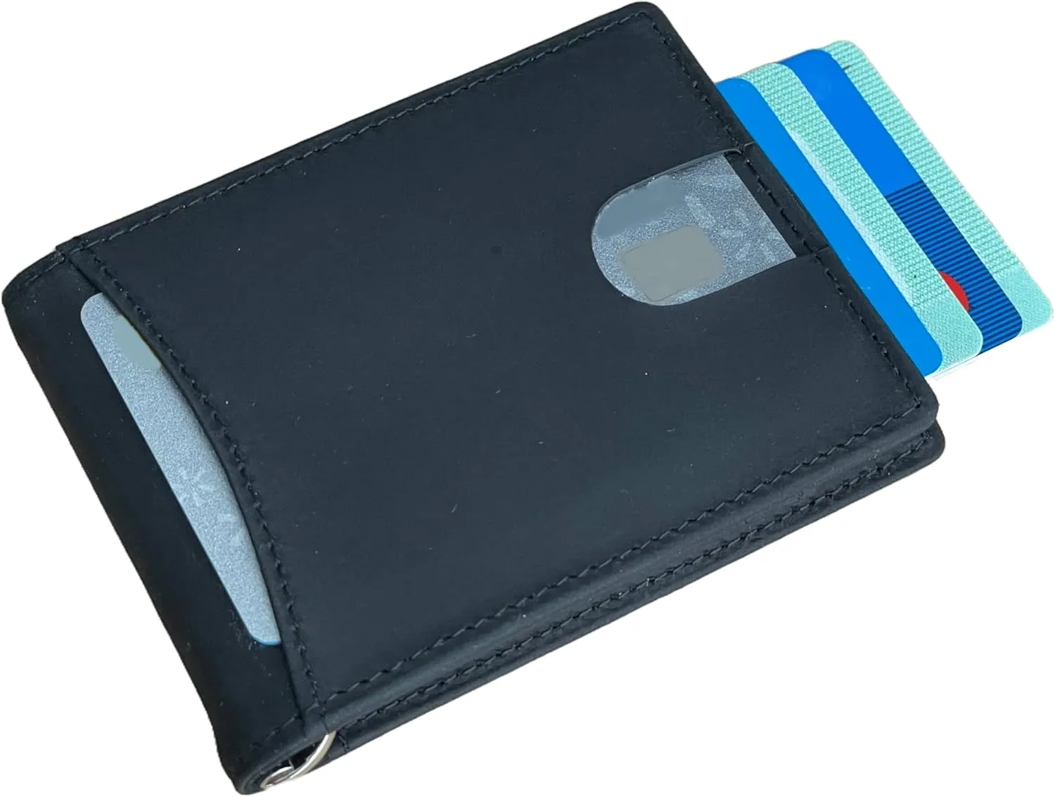 Personalized Minimalist Wallet For Men Custom Engraved Slim Wallet Customized Monogram Leather Wallet Gift For Father's Day Him Husband Boyfriend Dad Son Anniversary Graduation Birthday (BLACK)
