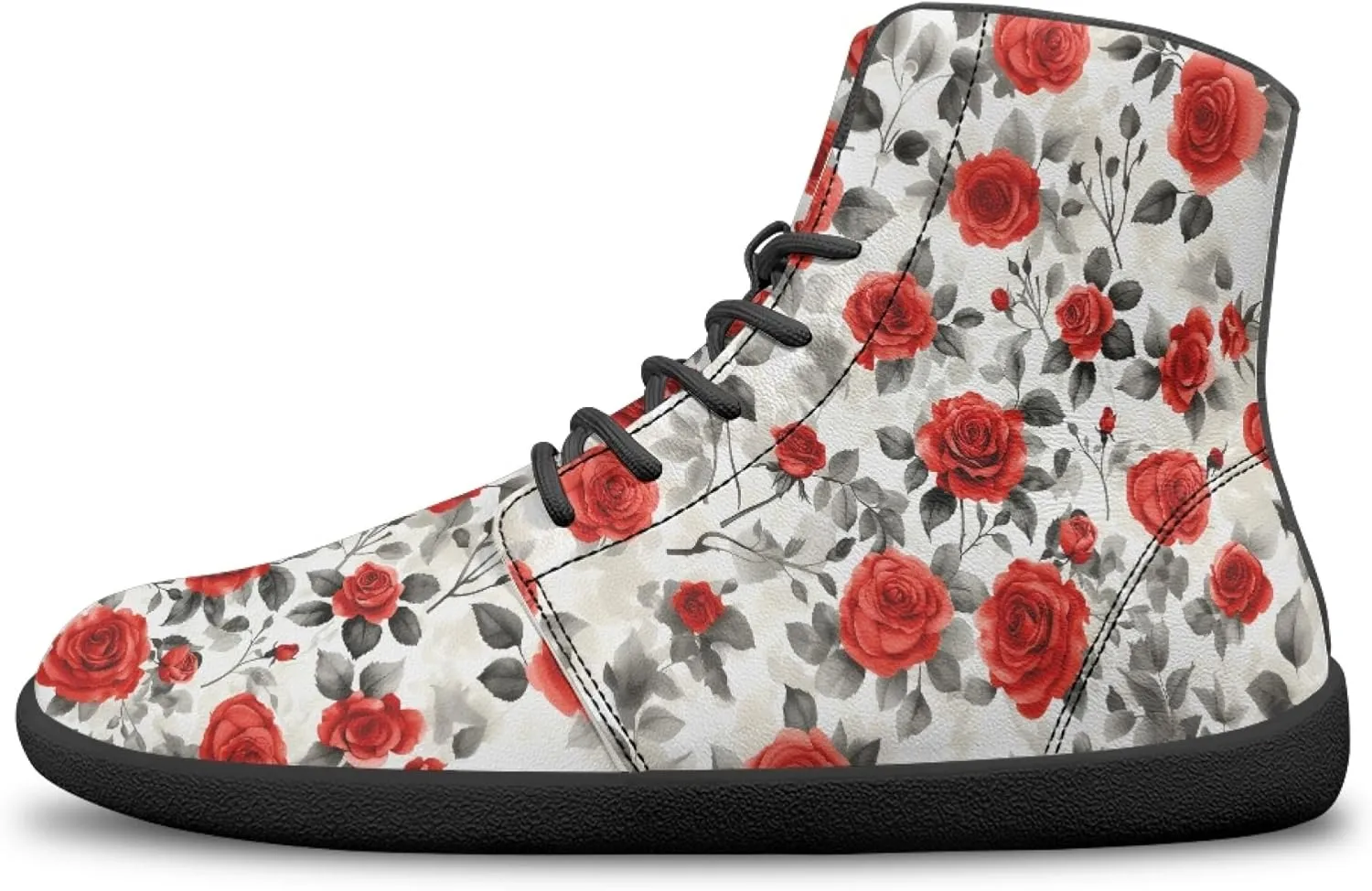 Personalized Print Sneakers for Men Women PU Leather High Top Barefoot Shoes