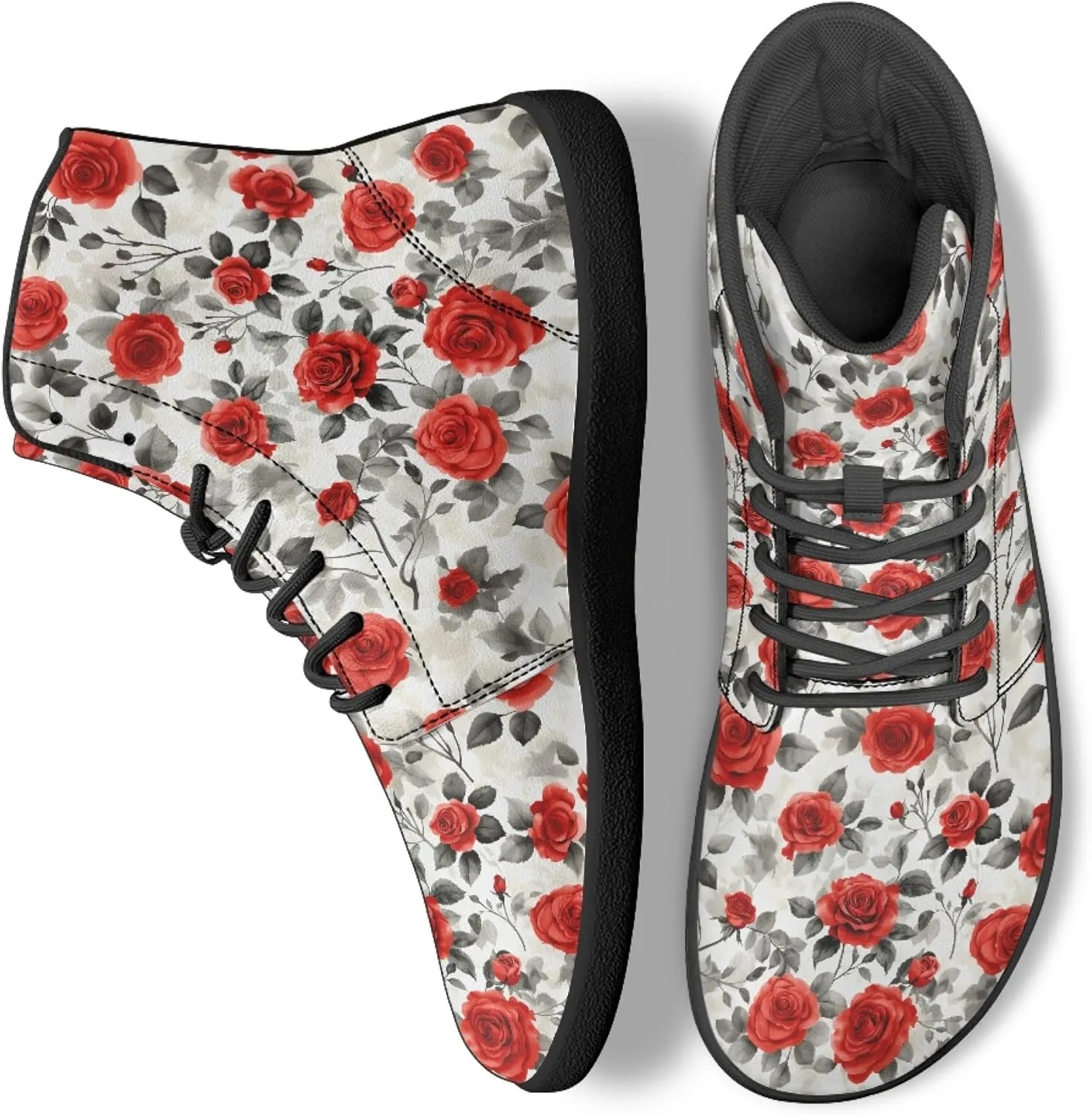 Personalized Print Sneakers for Men Women PU Leather High Top Barefoot Shoes