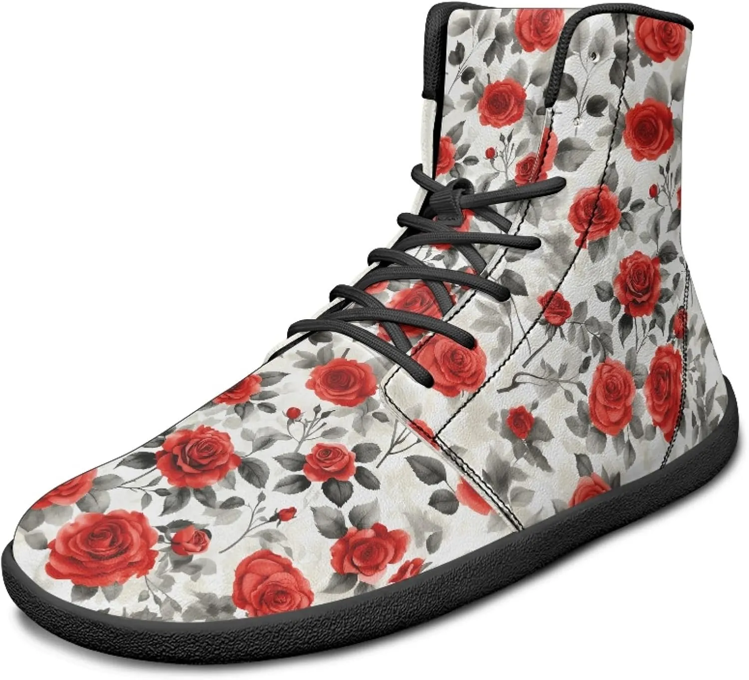Personalized Print Sneakers for Men Women PU Leather High Top Barefoot Shoes