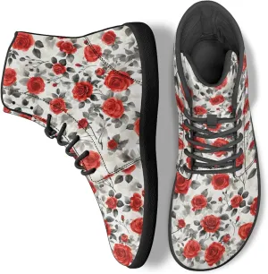 Personalized Print Sneakers for Men Women PU Leather High Top Barefoot Shoes