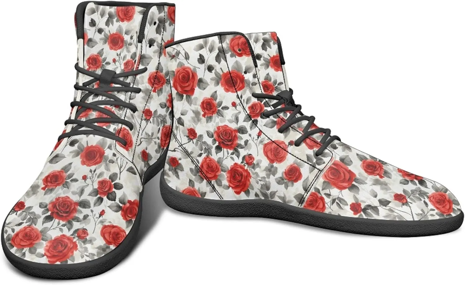 Personalized Print Sneakers for Men Women PU Leather High Top Barefoot Shoes