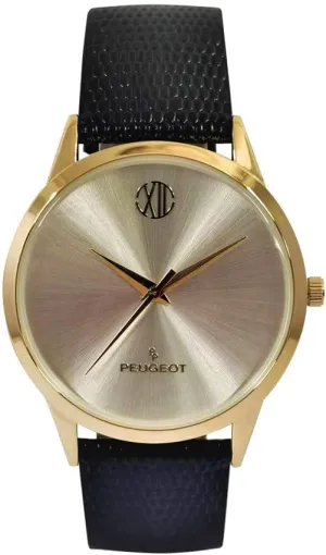 Peugeot Men’s Nude Dial Watch with Black Leather Band