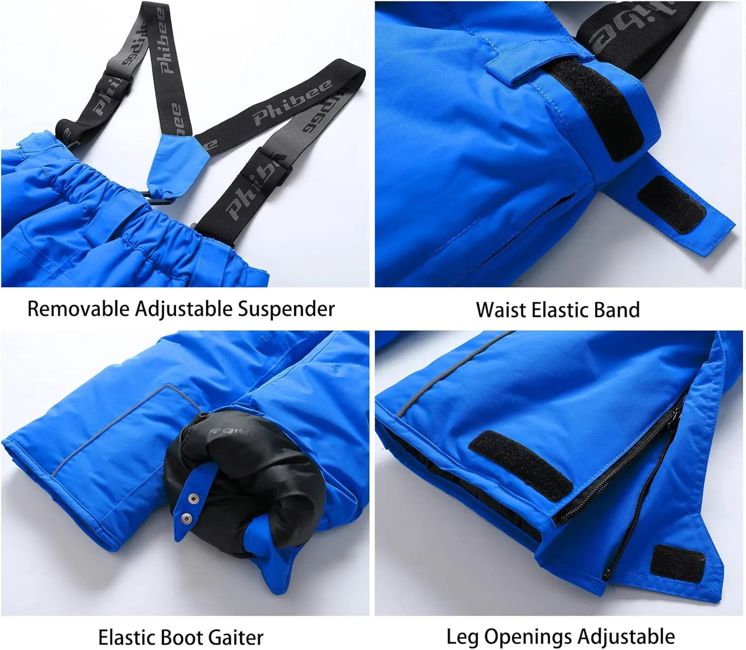 PHIBEE Boys' Waterproof Breathable Polyester Snowboard Ski Pants