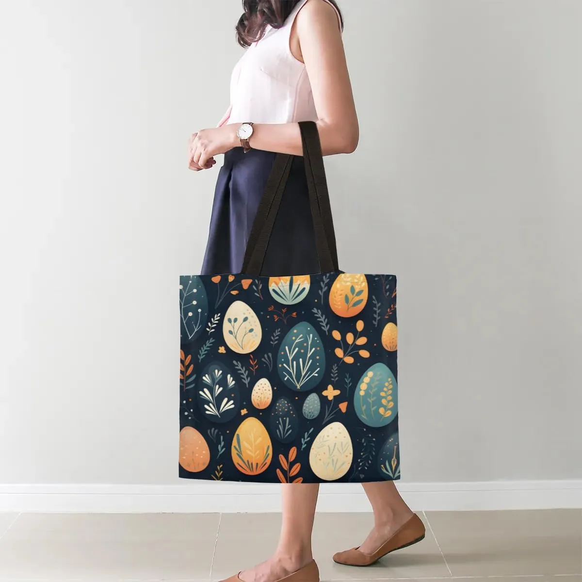 Pink Cartoon Strawberry Canvas Tote Bag for Women Men Stylish Tote Handbag Shoulder Bag Reusable Grocery Bag