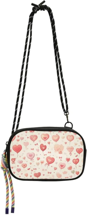 Pink Romantic Love Balloons Crossbody Wallet Purse Women Fashion with Credit Card Slots Small Black Purses Take a walk bolso impermeable para mujer