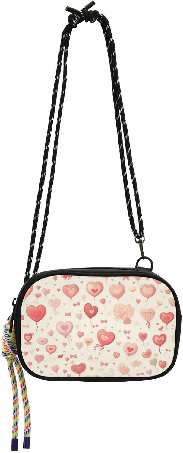 Pink Romantic Love Balloons Crossbody Wallet Purse Women Fashion with Credit Card Slots Small Black Purses Take a walk bolso impermeable para mujer