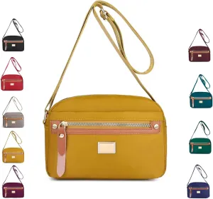 Popularate Nylon Crossbody Bag, Popularate Multi Pockets with Zipper Waterproof Nylon Crossbody Bag