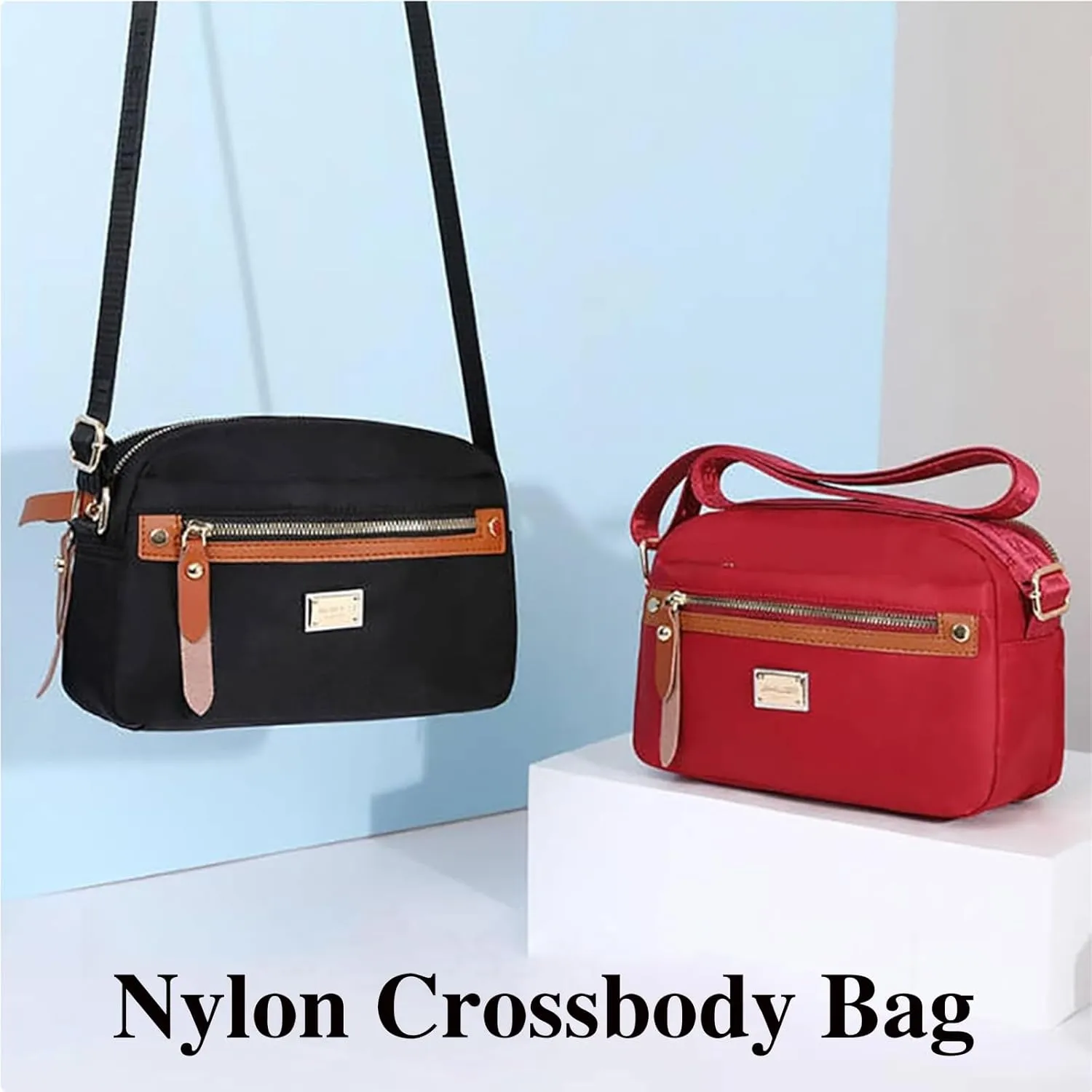 Popularate Nylon Crossbody Bag, Popularate Waterproof Nylon Crossbody Bag, Purses with Multi Pockets Suitable for Every Lady